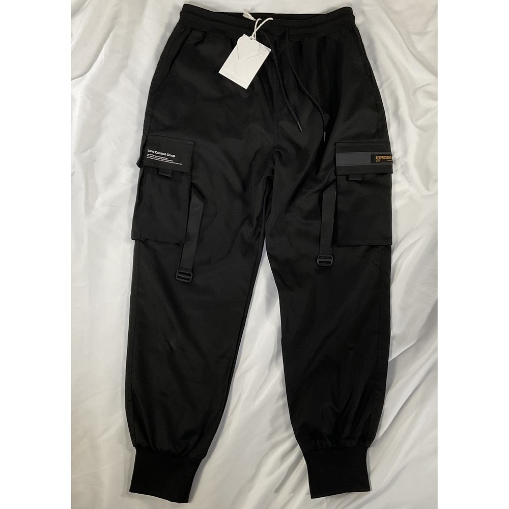 Aelfric Eden Land Combat Group Pants Mens Black Cargo Jogger Straps - Size L 337